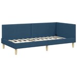 vidaXL Cadre de lit d'angle Bleu 90 x 200 cm Tissu et bois reconstitué