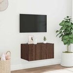 vidaXL Meuble TV mural avec lumières LED chêne marron 60x35x31 cm