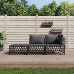 vidaXL Salon de jardin avec coussins 3 Pièces anthracite acier