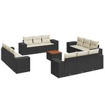 vidaXL Salon de jardin avec coussins 13 Pièces noir résine tressée