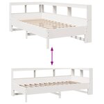 vidaXL Lit bibliothèque sans matelas blanc 90x190cm bois de pin massif