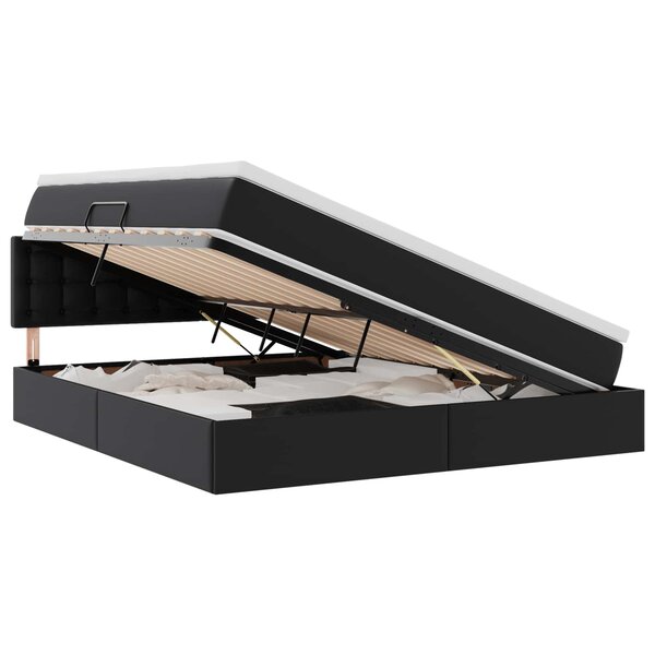 vidaXL Lit avec rangement et LED Noir 180 x 200 cm Cuir synthétique