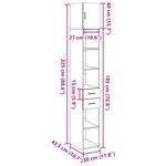 vidaXL Armoire de rangement mince gris béton 30x42 5x225 cm