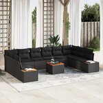 vidaXL Ensemble de Canapé de Jardin de 11 pièces avec Coussins Noir Poly Rattan Acacia