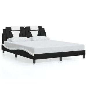 vidaXL Cadre de lit Viana sans matelas noir et blanc 160x200 cm similicuir