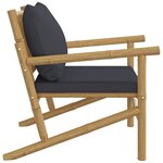 vidaXL Chaises de jardin 2 Pièces avec coussins gris foncé bambou