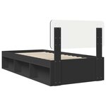 vidaXL Cadre de lit avec tête de lit Noir 100 x 200 cm Pin massif