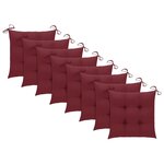 vidaXL Chaises de jardin avec coussins bordeaux lot de 8 Teck massif