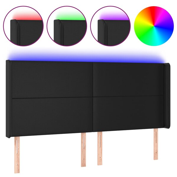 vidaXL Tête de lit à LED Noir 183x16x118/128 cm Similicuir