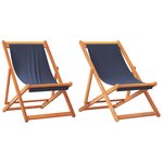vidaXL Chaises de plage pliables lot de 2 bleu tissu