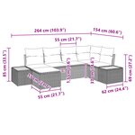 vidaXL Ensemble de canapé de jardin 6 pièces avec coussins noir poly rattan acacia