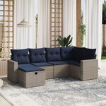 vidaXL Salon de jardin 6 Pièces avec coussins gris résine tressée