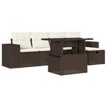 vidaXL Salon de jardin avec coussins 6 Pièces marron résine tressée