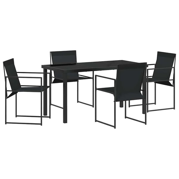 vidaXL Ensemble de salle à manger pour jardin 5 Pièces Noir