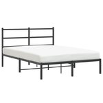 vidaXL Cadre de lit métal avec tête de lit noir 135x190 cm
