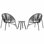 vidaXL Lot de 3 Chaise de jardin noir résine tressée