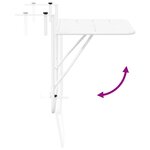 Table de balcon pliable blanche 60x40 cm en acier