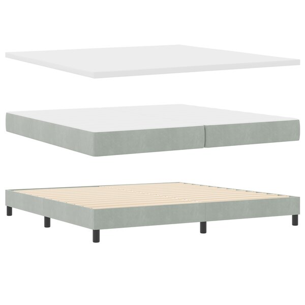 Lit à ressort avec matelas vidaXL Gris clair 200x200 cm Velours