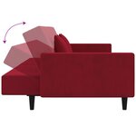 Vidaxl canapé-lit à 2 places et deux oreillers rouge bordeaux velours