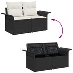 Ensemble de Canapé de Jardin de 7 Pièces avec Coussins Noir en Rattan Poly