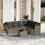 vidaXL Salon de jardin avec coussins 7 Pièces gris résine tressée