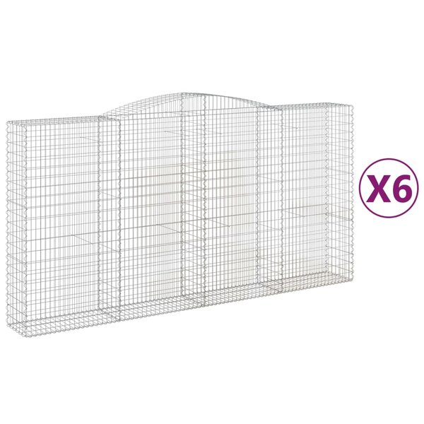 vidaXL Paniers à gabions arqués 6 Pièces 400x50x200/220 cm Fer galvanisé