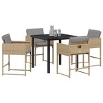 vidaXL Ensemble de salle à manger pour jardin 5 Pièces Beige Poly rotin