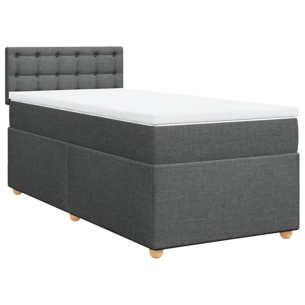 vidaXL Sommier à lattes de lit avec matelas Gris foncé 100x200cm Tissu
