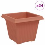vidaXL Pot de Fleurs Carré 24 Pièces Rouge brique 20 x 20 x 16 cm
