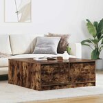 vidaXL Table basse avec tiroirs chêne fumé 100x100x40 cm