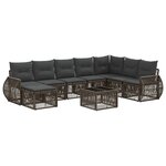 vidaXL Ensemble de canapé de jardin 9 Pièces Gris et Gris foncé polyrotin