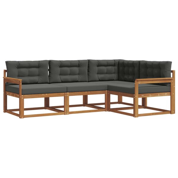 vidaXL Ensemble de canapés d'extérieur 4 Pièces Naturel et Anthracite