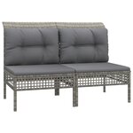 vidaXL Salon de jardin 7 Pièces avec coussins Gris Résine tressée