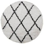 vidaXL Tapis shaggy à poils longs moderne crème et noir Ø 80 cm