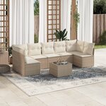 vidaXL Salon de jardin avec coussins 8 Pièces beige résine tressée