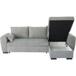 Canapé d'angle convertible réversible MAX - Méridienne avec coffre - Tissu gris clair - 240 x 143 x 85 cm