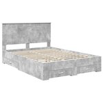 vidaXL Cadre de lit Gris béton 135 x 190 cm Bois d'ingénierie