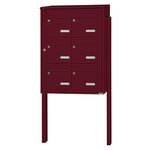 Bloc collectif leabox.com  2x3  grade 3  simple face  Extérieur  fixation sur pieds à sceller  Rouge pourpre RAL 3004 finition brillante