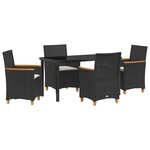 vidaXL Ensemble de salle à manger pour jardin 5 Pièces Noir polyrotin