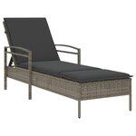 vidaXL Chaise longue avec coussin gris 63x200x81 cm résine tressée