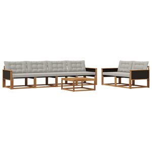 vidaXL Ensemble de canapés d'extérieur 7 Pièces Naturel et gris clair