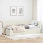 vidaXL Cadre de lit d'angle avec tête de lit Crème 90 x 200 cm Velours