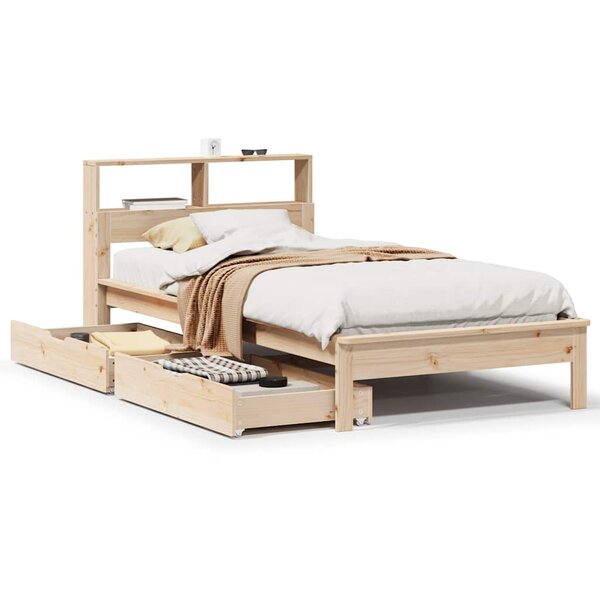 vidaXL Lit bibliothèque sans matelas 90x190 cm bois de pin massif