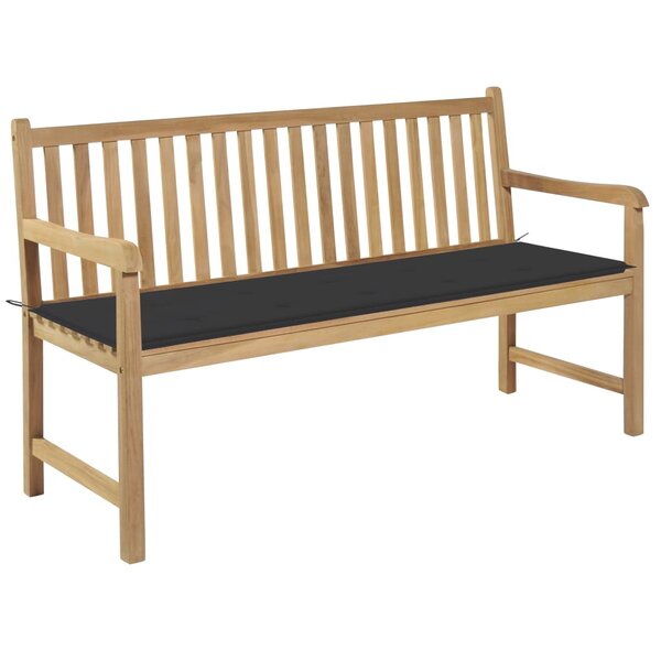 vidaXL Banc de jardin avec coussin anthracite 150 cm Teck massif