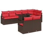 vidaXL Ensemble de canapé de jardin 9 Pièces Marron Poly rotin
