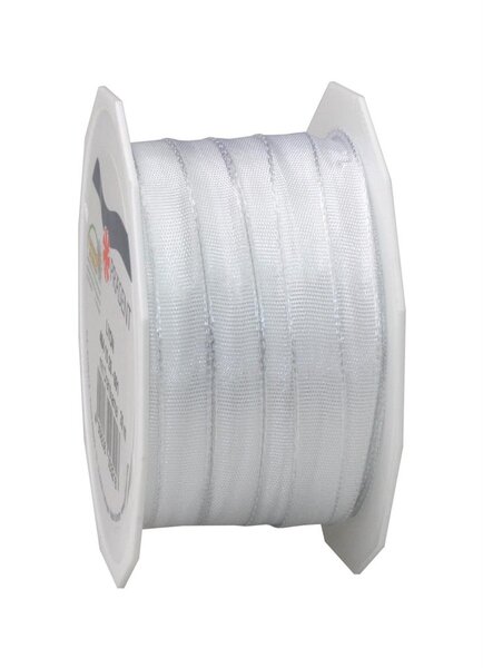 Ruban de soie acetat laitonné lyon 25-m-rouleau 10 mm blanc