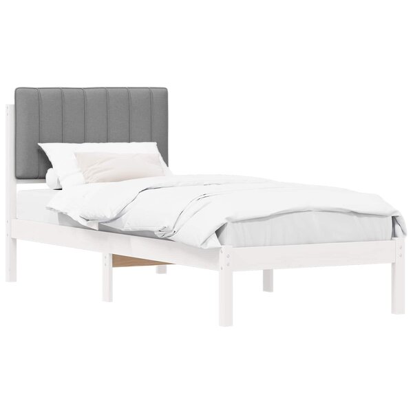 vidaXL Cadre de lit avec tête de lit rembourrée Gris clair 75 x 190 cm