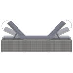 Vidaxl chaise longue avec coussin résine tressée gris