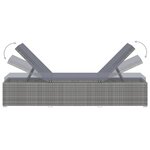 vidaXL Chaise longue avec coussin Résine tressée Gris