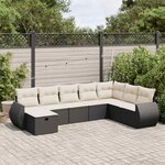 vidaXL Salon de jardin 8 Pièces avec coussins noir résine tressée